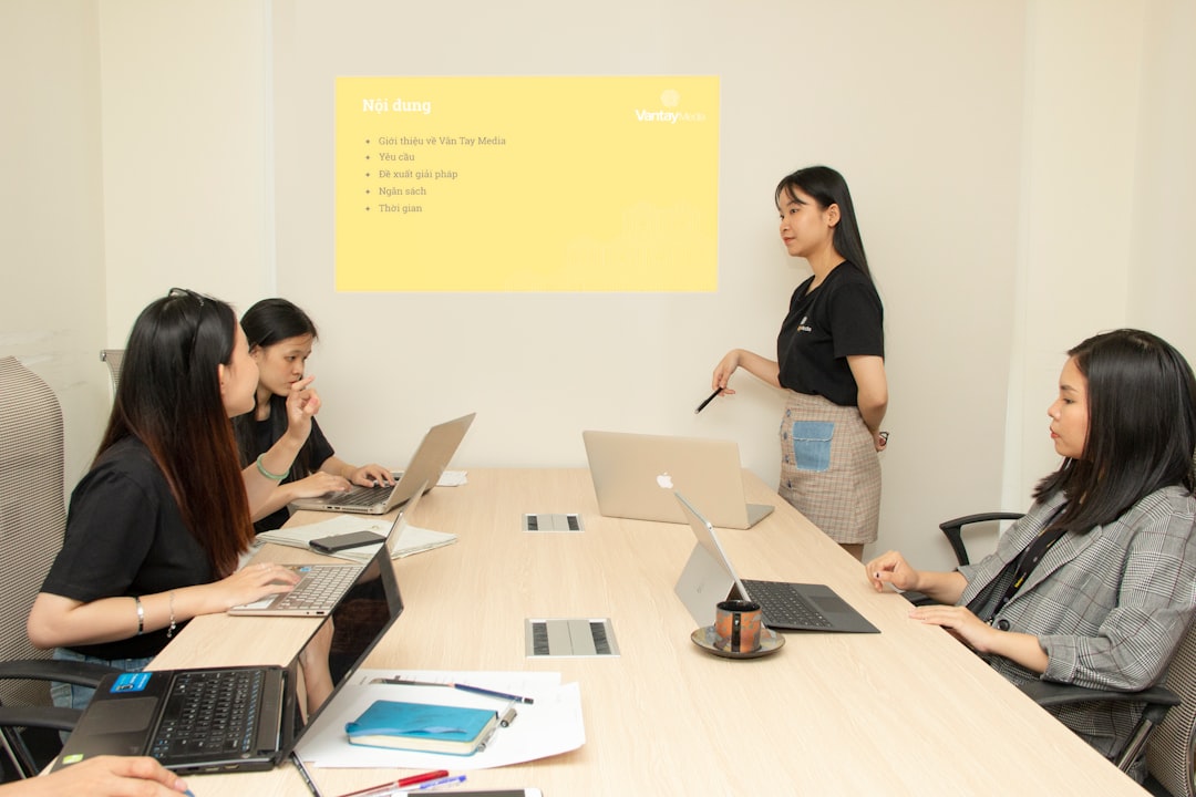 team working on presentation