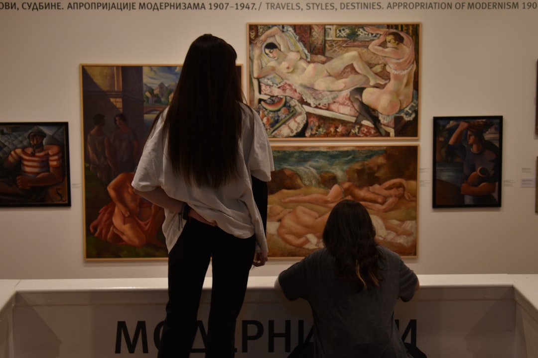 group discussion around artwork